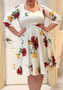 Fashion Slim Waist Floral Plus Size Dress