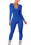 Women's U-Neck Yoga Sports Rib Jumpsuit