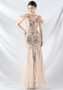 Strap Off Shoulder Long Sequins Elegant Formal Party Evening Dress