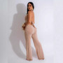 Sexy solid color halter strap backless club jumpsuits