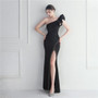 One-Shoulder Slash Shoulder Ruffled Bridesmaid Long Evening Gown