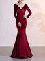 Women Long-Sleeved Velvet Evening Dress Formal Party Autumn And Winter Long Fishtail Party Dress