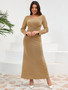 Autumn winter Round Neck long-sleeved shiny evening dress Slim Fit Formal Party Long gown