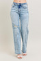 Judy Blue Full Size Hw Mineral Wash Destroy 90's Straight Jeans Plus Size