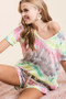 BiBi Tie Dye Print Shorts With Twill Tape Drawstring