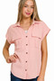 Zenana Tencel V-neck Collared Top W Front Flap Pockets