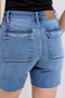 Judy Blue Full Size Mid Rise Bermudas Denim Shorts W/ Back Flap Pockets Plus Size