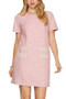 She + Sky Full Size Short Sleeve Pearl Studded Trim Knit Tweed Dress Plus Size