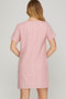 She + Sky Full Size Short Sleeve Pearl Studded Trim Knit Tweed Dress Plus Size