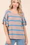 Mittoshop Striped Flounce Sleeve Knit Top