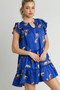 Umgee Full Size Cheetah Print Notched Ruffle Layered Cap Sleeve Mini Dress Plus Size