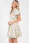 GeeGee Floral Eyelet Zipper Front Puff Sleeve Mini Dress