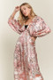 ADORA Printed V-Neck Batwing Sleeve Dress
