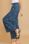 Umgee Full Size Lace Drawstring Embroidered Bow Wide Leg Pants Plus Size