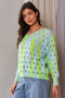 Davi & Dani Two-Tone Ribbed Hem Openwork Knit Top
