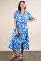 VERY J Plus Size Oversized Printed Shirt Midi Dress