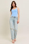 Judy Blue Full Size Mr Repair Stitch Detail Destroy Single Cuff Bf Jeans Plus Size