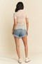 Davi & Dani Floral Mesh Mock Neck Short Sleeve Top