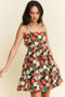 Davi & Dani Floral Scalloped Cutout Back Mini Dress