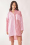 Davi & Dani Multi Color Stripe Mixed Button Front Tunic Shirt Dress