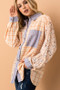 And The Why Floral and Plaid Color Block Shirts with Pocket