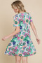 BOMBOM Ruched Floral V-Neck Short Sleeve Dress