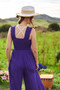 Davi & Dani Smocked Bodice Strap Ruffle Tie Belt Jumpsuit
