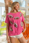 BiBi Game Day Sequins Patched Half Sleeves Top