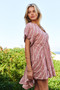 Davi & Dani Embroidery V Neck Short Sleeve Ruffled Mini Dress