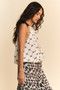 Davi & Dani Ribbon Checker Printed Tie Halter Neck Blouse Top