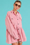 BiBi Corduroy Ruffle Peplum Button Up Shirt