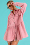 BiBi Corduroy Ruffle Peplum Button Up Shirt