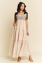 Davi & Dani Multi Contrast Smocked Bodice Straps Maxi Dress