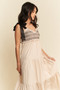 Davi & Dani Multi Contrast Smocked Bodice Straps Maxi Dress