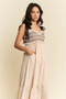 Davi & Dani Multi Contrast Smocked Bodice Straps Maxi Dress