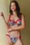 Davi & Dani Flower Print Ruffled Bikini Set