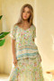 Davi & Dani Spring Floral Border Print Ruffled Textured Top