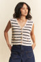 Davi & Dani Sleeveless Cropped Striped Sweater Knit Vest Top