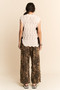 Davi & Dani Ribbon Bow Ties Scalloped Trim Knit Semi Crop Top