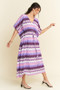 Davi & Dani Multi Color Wavy Tie Waist Flowy Sleeve Dress
