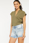 Kancan High Rise Raw Hem Denim Shorts
