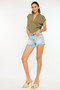 Kancan High Rise Raw Hem Denim Shorts