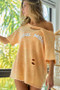 BiBi Washed Laser Cut Detail Cool Mom Print Thermal Top