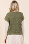 Mittoshop Mineral Wash Cap Sleeve Cable Knit Sweater Top