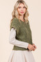 Mittoshop Mineral Wash Cap Sleeve Cable Knit Sweater Top