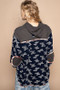 POL Butterfly Waffle-Knit Half Button Hooded Knit Top
