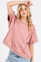 Mittoshop Mineral Wash French Terry Crew Neck Casual Top