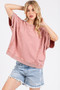 Mittoshop Mineral Wash French Terry Crew Neck Casual Top
