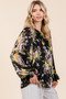 Mittoshop Satin Gold Lurex Striped Long Sleeve Chiffon Top