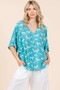 Mittoshop Zebra Print V-Neck Button Down Dolman Sleeve Top